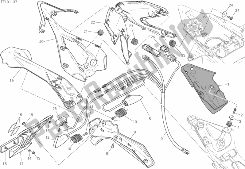 Toutes les pièces pour le 27a - Support De Plaque D'immatriculation - Feu Arrière du Ducati Superbike 1299R Final Edition 2018